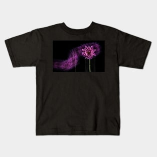 Pink Chrysanthemum Flower with Motion Blur and Black Background Kids T-Shirt